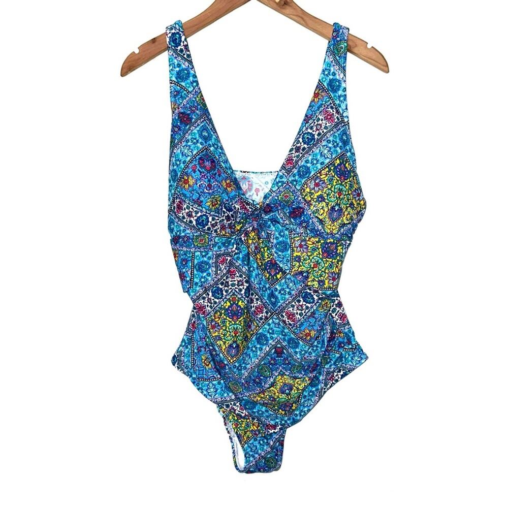 Beach Party Plus Blue Mosaic One Piece Swimsuit Size 20